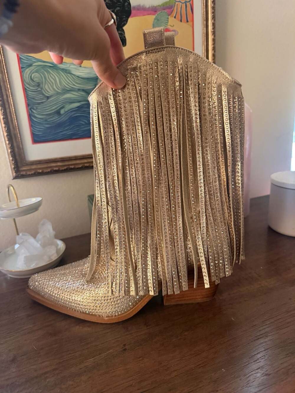 Jessica Simpson Paredisa Rhinestone Fringe Cowboy Booties - Picture 3 of 12